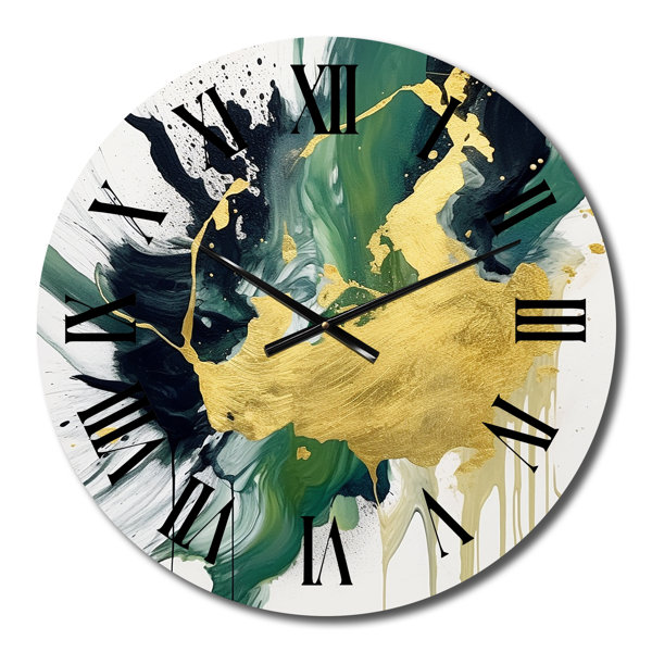 DesignArt Green And Yellow Splash Metal Wall Clock | Wayfair