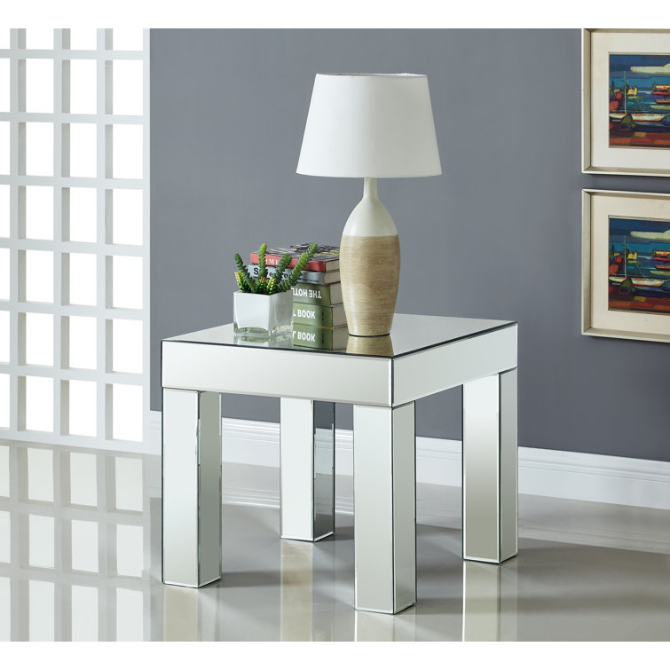 Nevels Mirrored Glass Top End Table