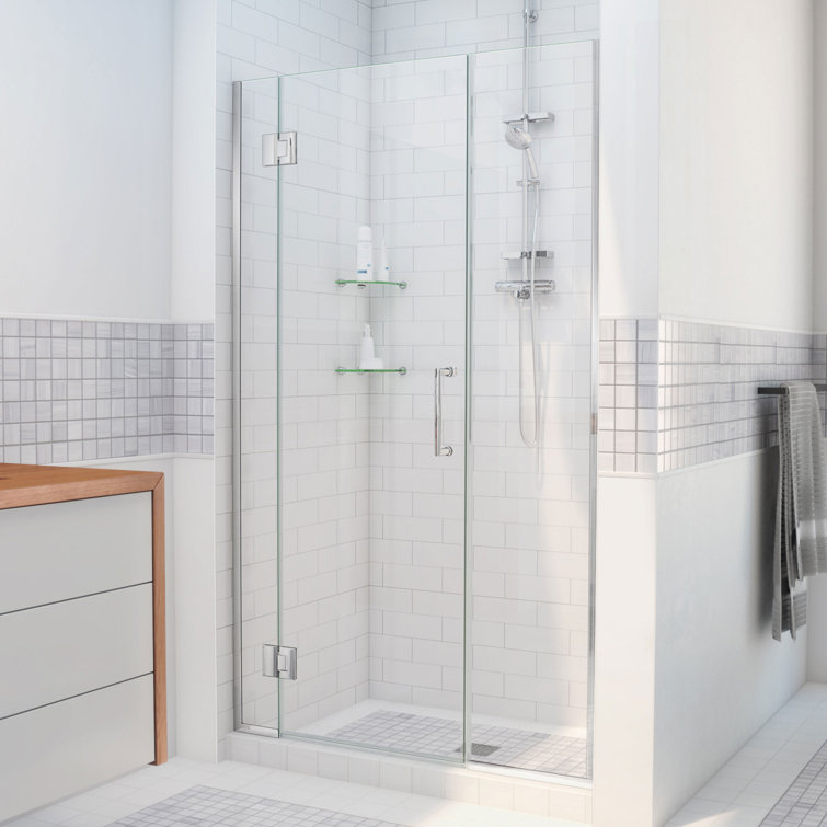 Unidoor-X 61" W x 72" H Hinged Frameless Shower Door with Fixed Panel with ClearMax™ Technology