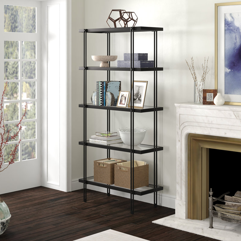 Inez 172.7cm H x 83.8cm W Steel Standard Bookcase, Black