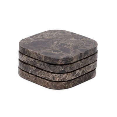 Brown Marble Organic Coasters, Set Of 4