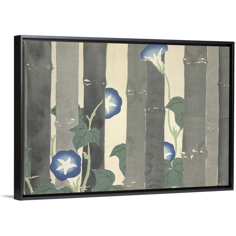 Reproduction d’art par Kamisaka sekka, H 26 po x l 38 po x P 1,75 po, Cadre flottant noir