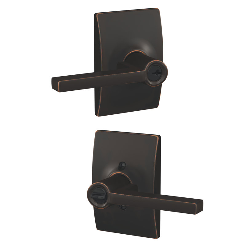 Latitude Keyed Door Lever, Aged Bronze, Yes