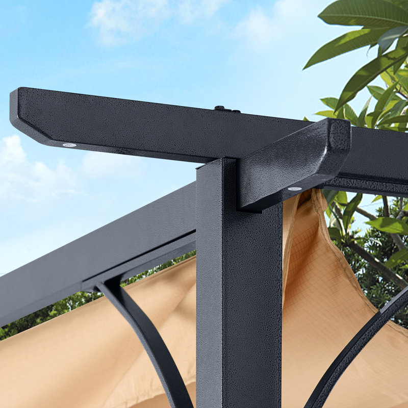 Steel Pergola with Canopy The Pergolas Group, 11.48 ft. x 11.48 ft., Khaki