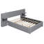 Grand lit plateforme tapissier avec lumières de lecture, tiroirs, gigogne et tablettes, gris-1556227258