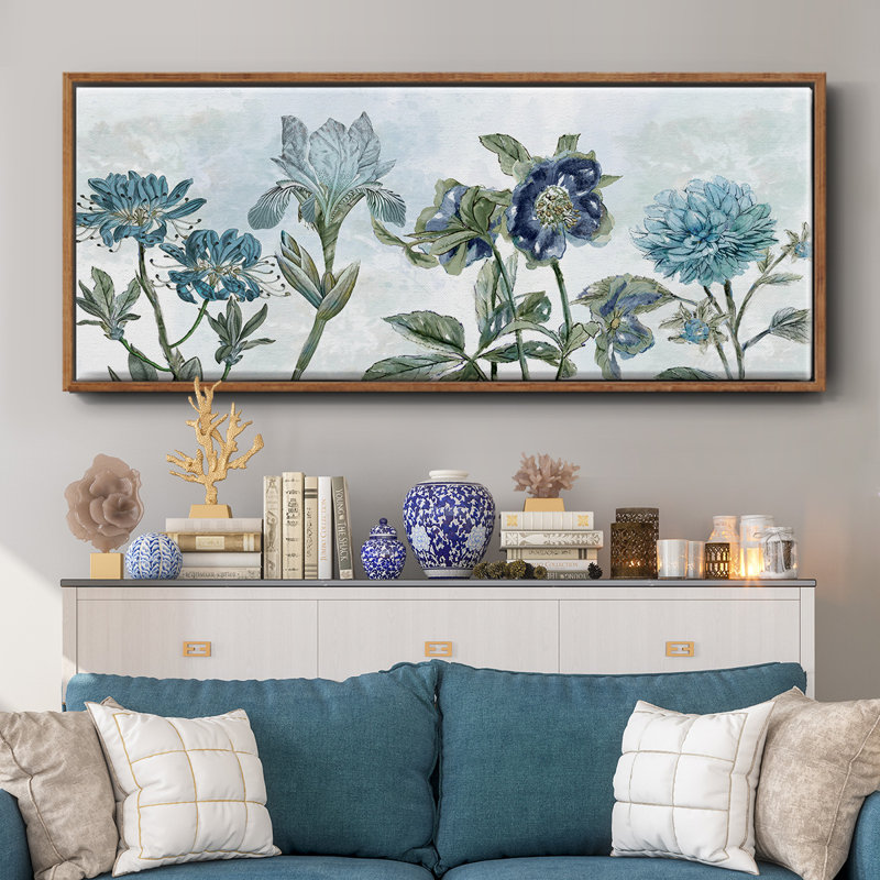 Toiles encadrées rétro bleues, H 12 po x l 30 po