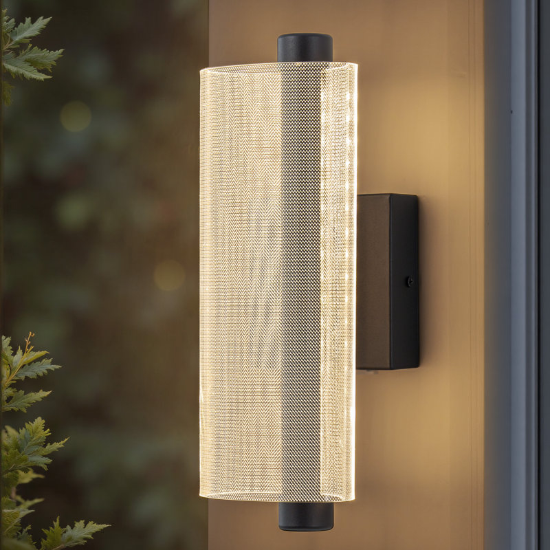 12.25in Dimmable Led Outdoor Wall Lantern Sconce With Etched Acrylic Shade,3000k/4000k/5000k