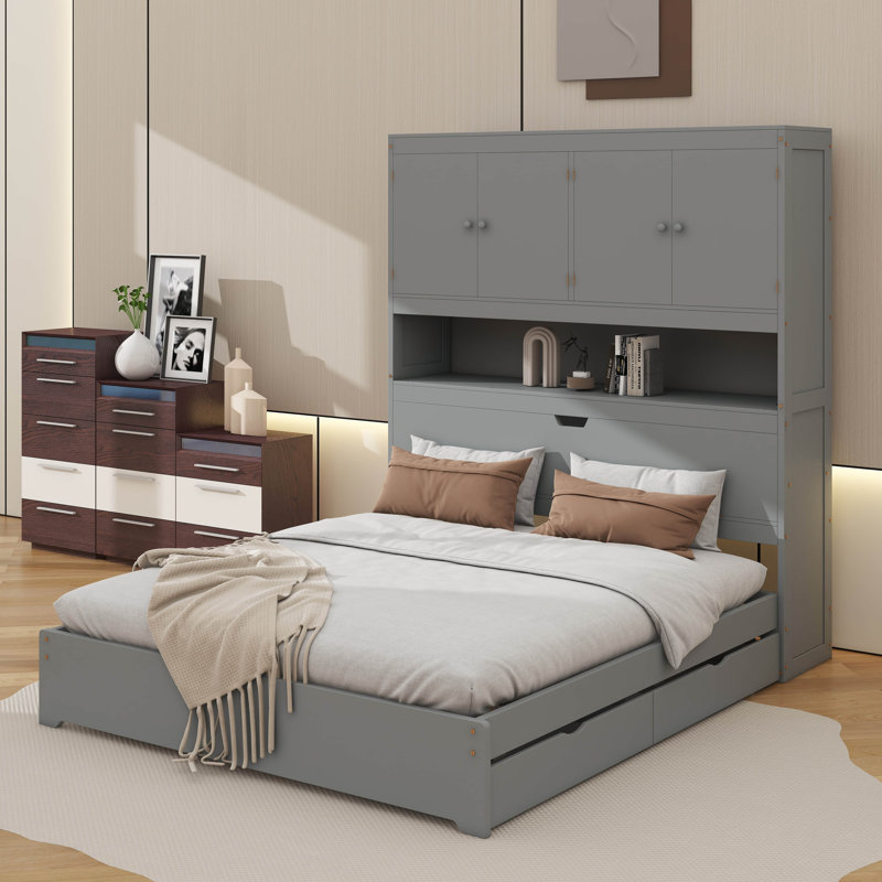Full-Sized  Bed, Gray