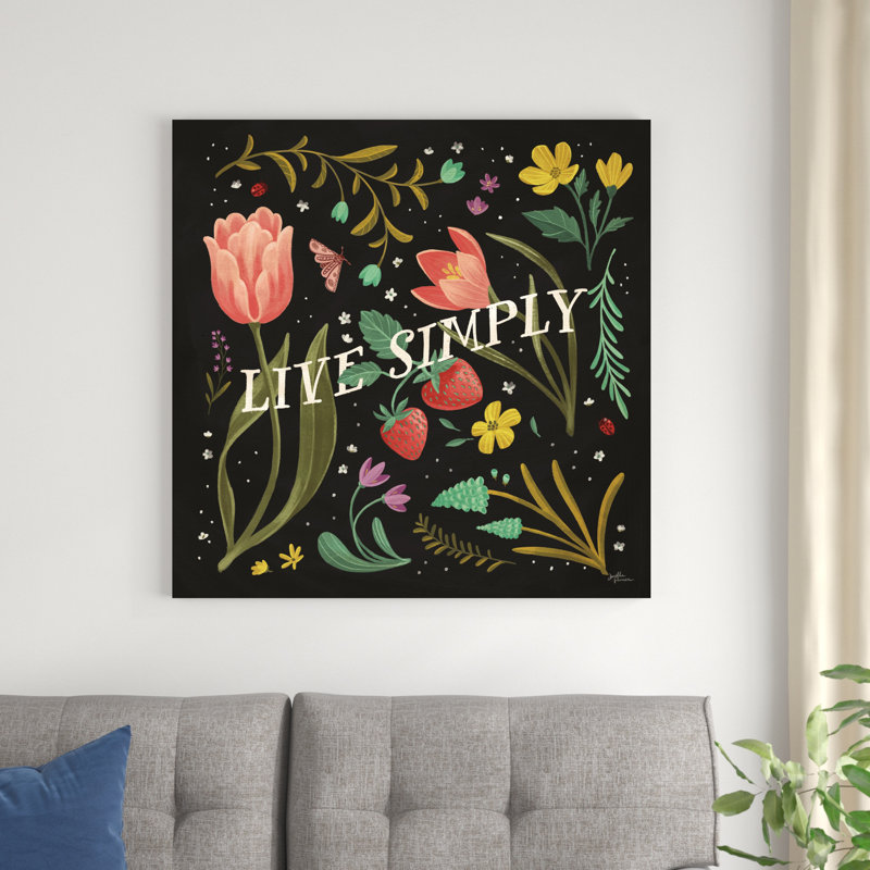 «Spring Botanical VI Black» par Janelle Penner, impression sur toile tendue, H 36 po x l 36 po x P 1,25 po