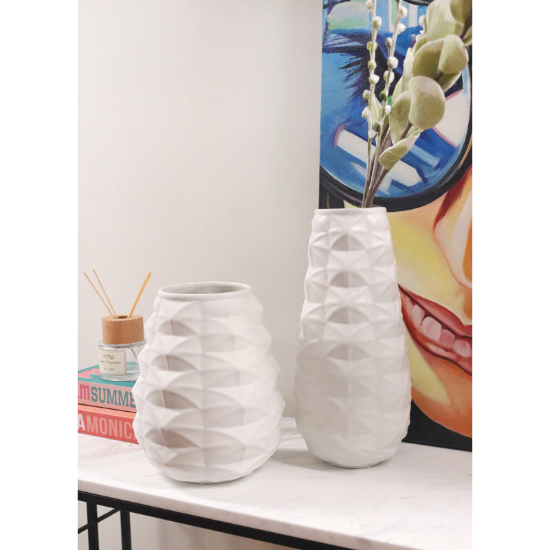 Vase, H 25 po x l 25 po x P 26 po, Blanc
