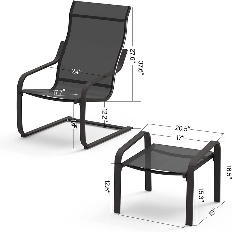 Chaise de patio inclinable avec repose-pieds Aiglon