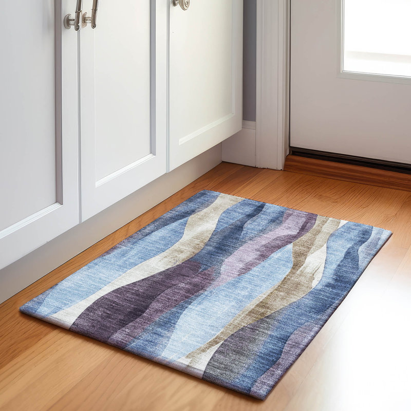 Tapis intérieur / extérieur lavable à la machine Xhevrie, Rectangle 1 pi 8 po x 2 pi 6 po