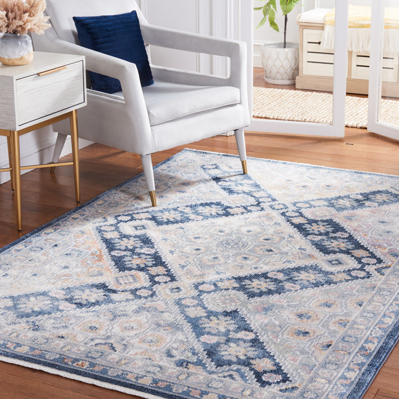 Hulse 220 Area Rug In Grey / Navy, Rectangle 5'3" x 7'6"