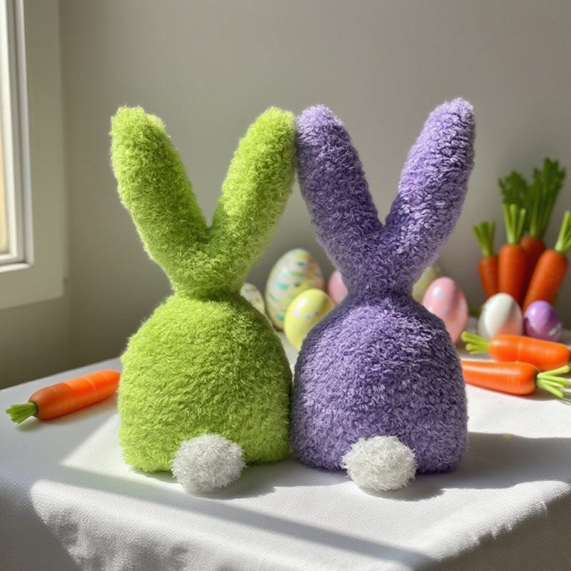 Coussin décoratif en forme de lapin 13,8 po, Vert