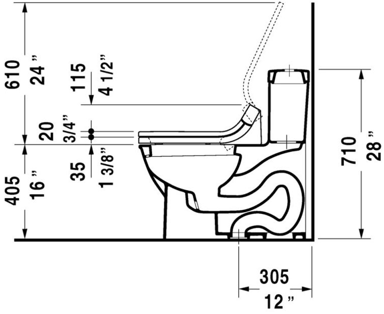 Toilette allongée une pièce Darling New 1,28 GPF (siège non inclus)