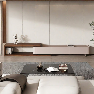 Light luxury modern telescopic TV cabinet