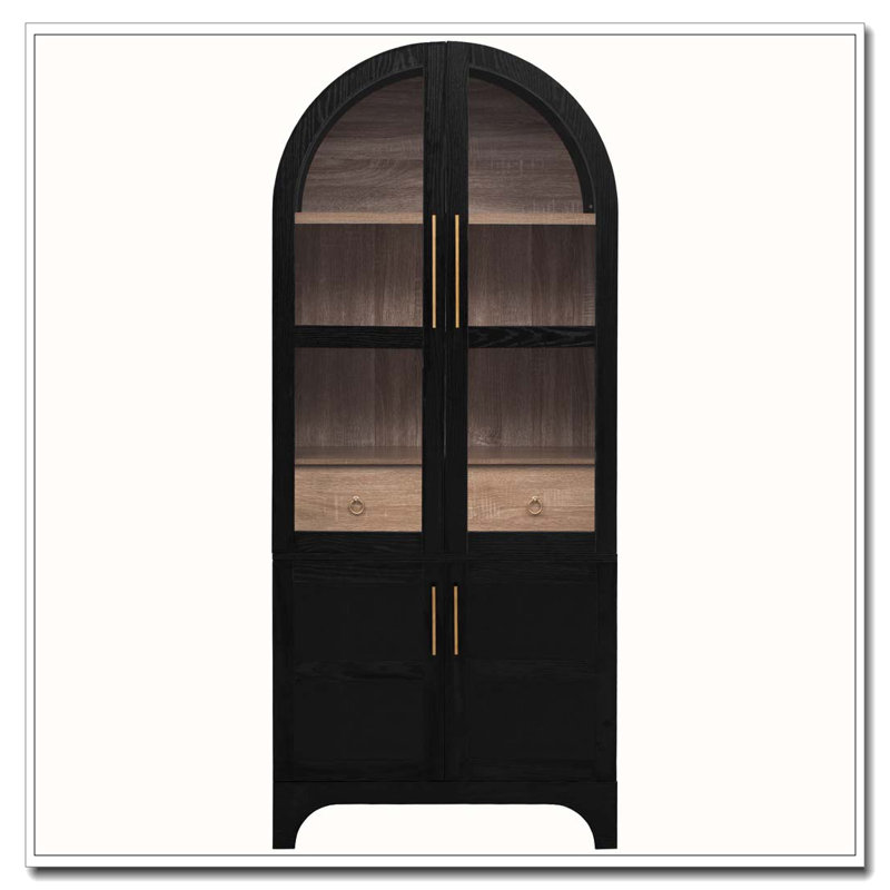 Grand garde-manger arqué 71 "avec tablettes de porte 71", Noir