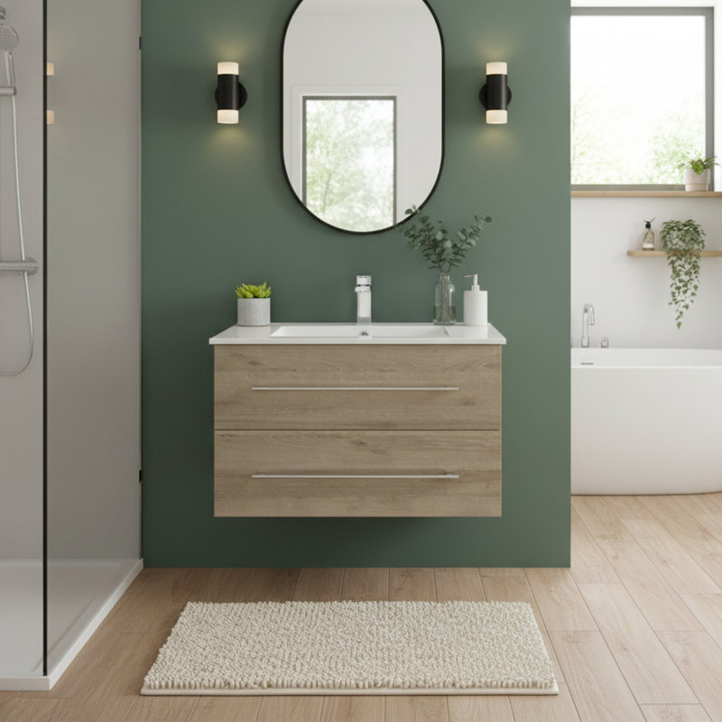 Kato 30" Single Sink Bathroom Vanity with Cultured Marble Top, Brown