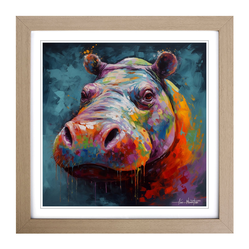 Hippo Abstract No.3 - Framed Print, Oak
