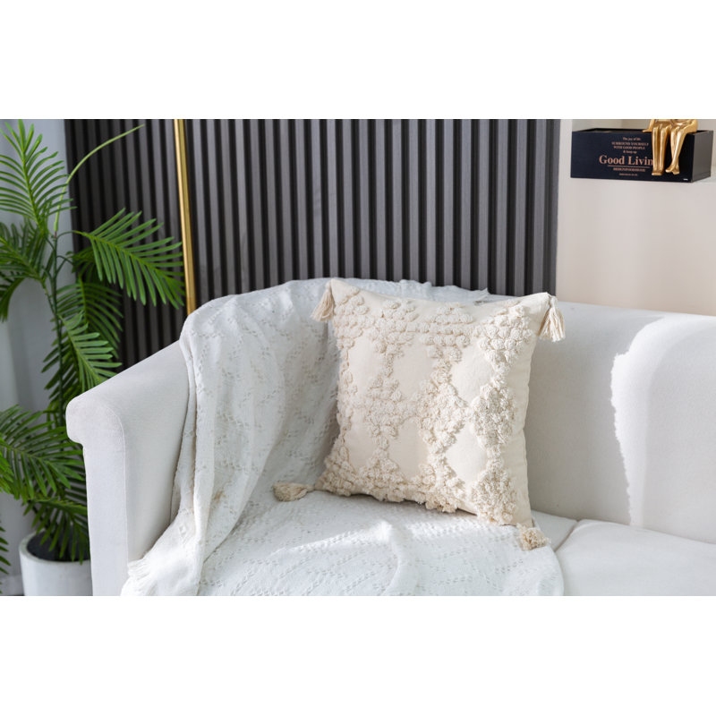 Housse de coussin Novel, Blanc cassé, Carré