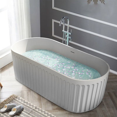 67'' x 29.5'' Freestanding Soaking Solid Surface Bathtub