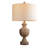 26.8" Farmhouse Brown Resin Table Lamp, Bedside or End Table Lamp with Linen Shade, Includes Bulb