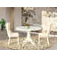 L'ensemble de salle à manger 3 pièces Mid-Century comprend une table de salle à manger avec plateau en marbre veiné et 2 chaises en tissu de polyester beige clair, lin blanc-1421238908
