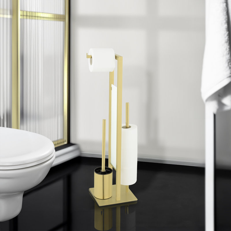 Sagrario Freestanding Toilet Brush and Holder, Gold