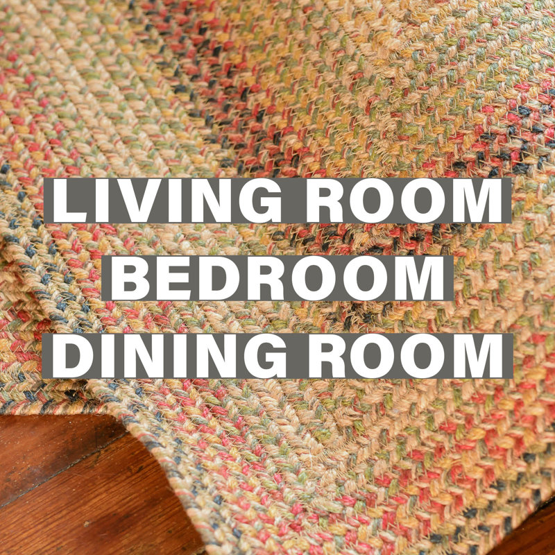 Vinita Abstract Hand Braided Jute/Sisal Rust/Green/Beige Area Rug, Rectangle 4' x 6'