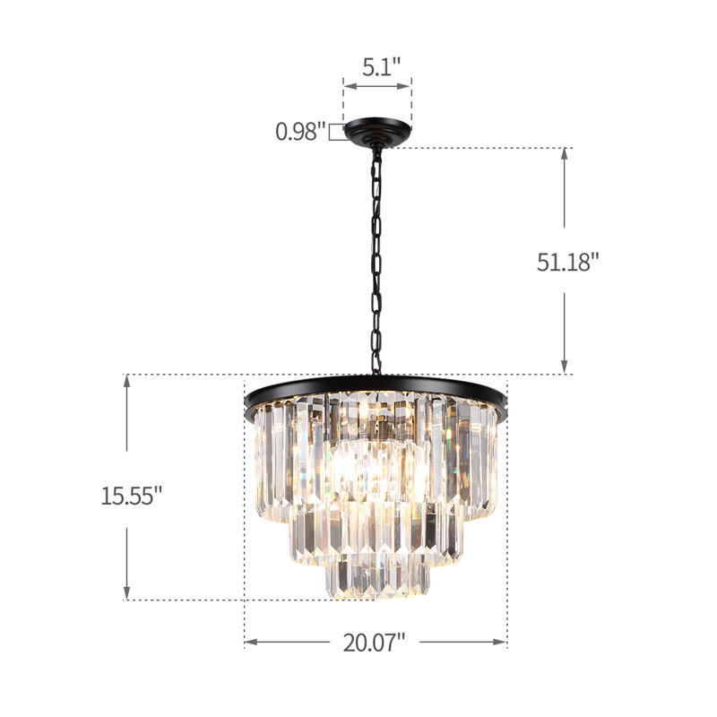 Castleford 6 - Light Unique Tiered Faceted Glass Cascade Chandelier