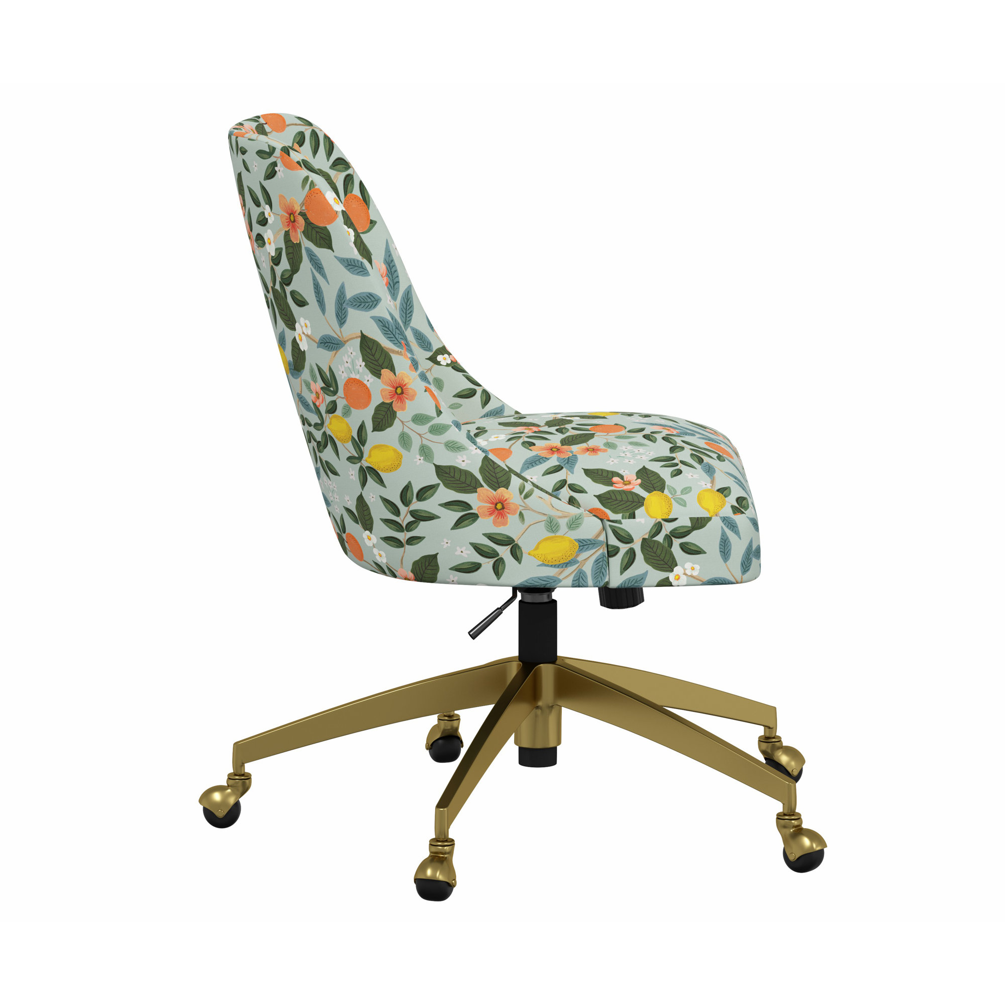 Rifle Paper Co. x Cloth & Company Brynn Office Chair, Rpc Citrus Grove Mint Linen, Gold