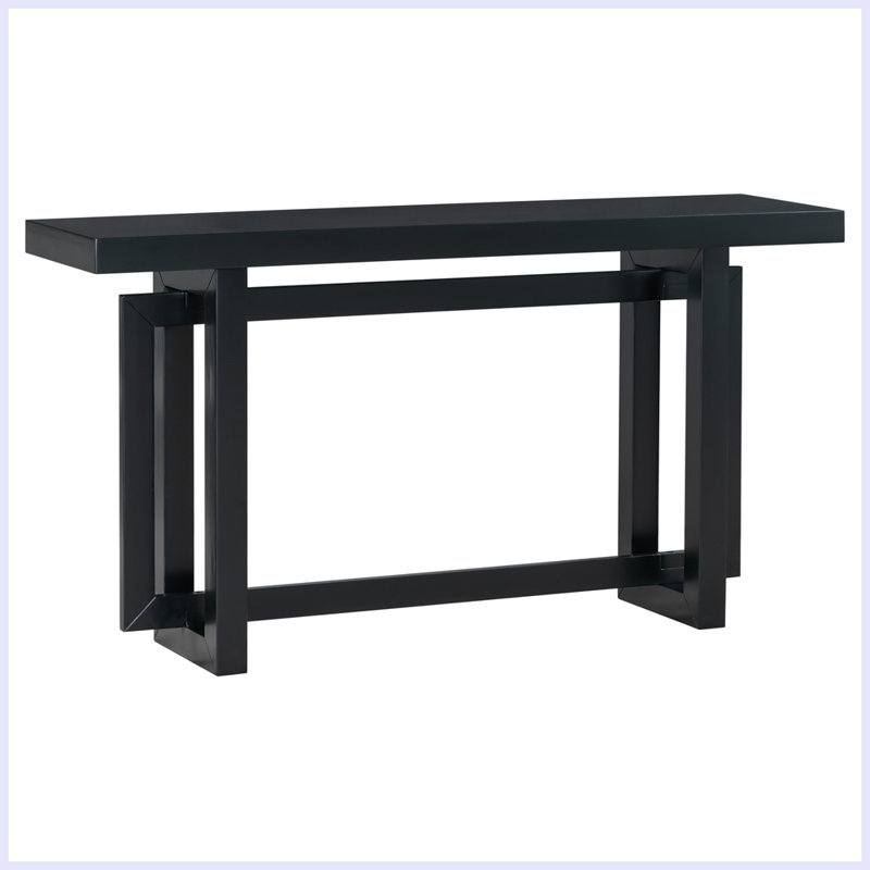 Console moderne avec plateau en bois, Noir, noir, noir, noir, Noir, noir, noir, noir