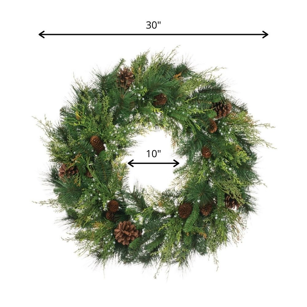 30" Artificial Mixed Pine Wreath
