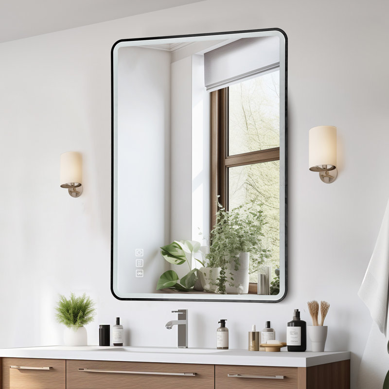 Cilla Led Bathroom Mirror 39" X27.5",Front Light And Backlit, Large Wall Mirrors With Anti-Fog, 1