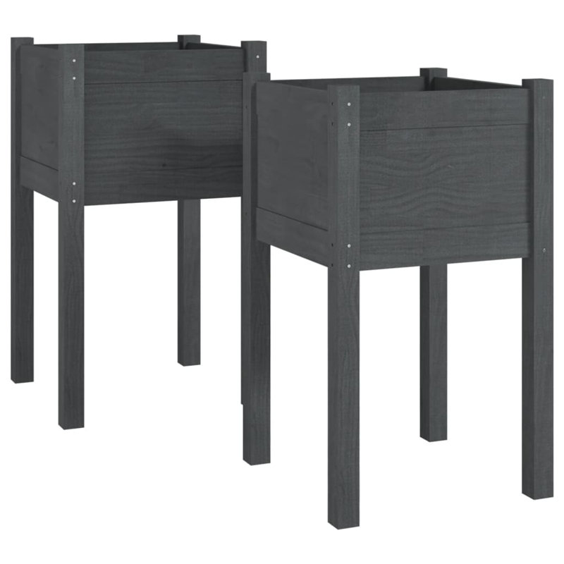 Alastar Wood Elevated Planter, Grey, 70cm H x 40cm W x 40cm D