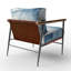 Chaise avec accoudoirs rembourrés abstraits bleu et blanc Dancing Watercolor-730545611