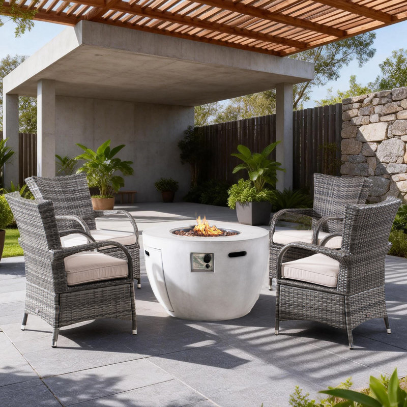 Wicker 4 - Person Patio Conversation Set with Cushions