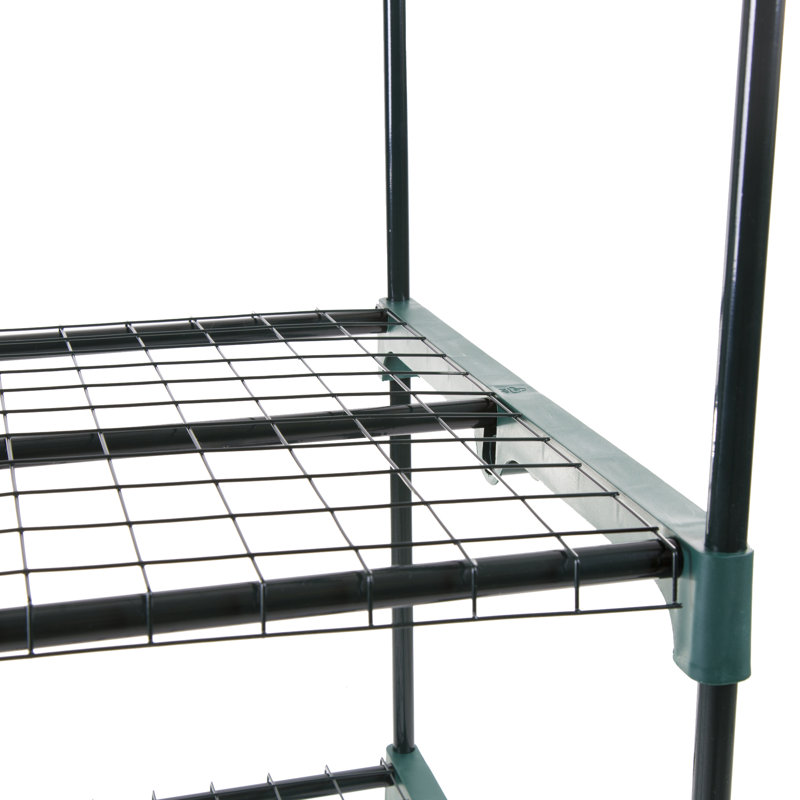 Compact 4-Tier Green Iron Mini Greenhouse with Zippered PVC Cover