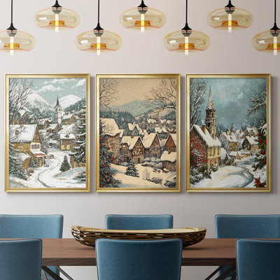 Christmas Holiday Art Dxxv - Toile tendue avec châssis sur mesure - 3 pièces