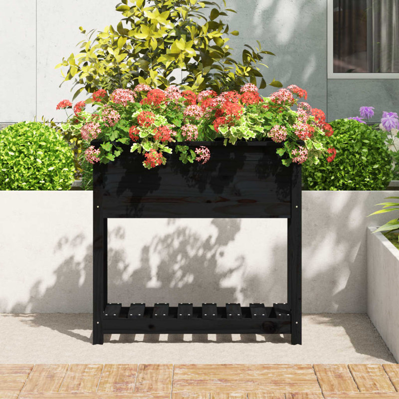 Aalap Wood Raised Garden Bed, Black, 81cm H x 82.5cm W x 34.5cm D