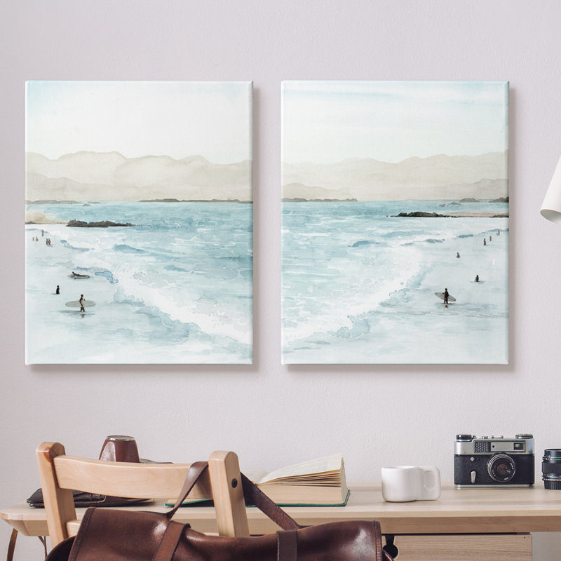 Paysage de plage à marée haute, H 24 po x l 60 po, Toile tendue
