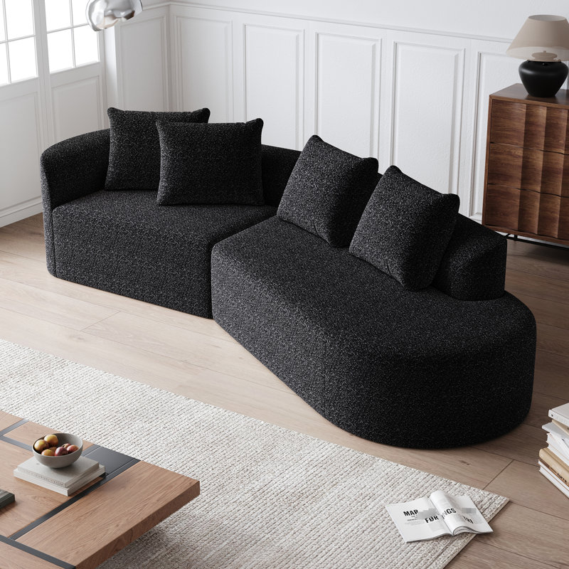 Canapé modulaire rembourré 4 places moderne, canapé incurvé en chenille de 112 pouces avec coussins décoratifs, texture douce et lisse, support en mousse haute résilience, siège spacieux sans nuage pour le cinéma