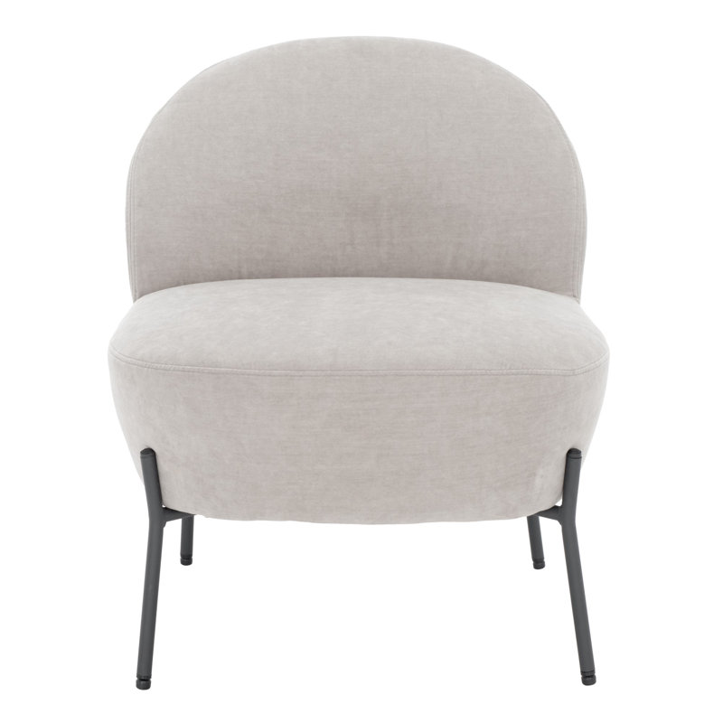 Wahaj Velvet Slipper Chair, Light Gray Velvet