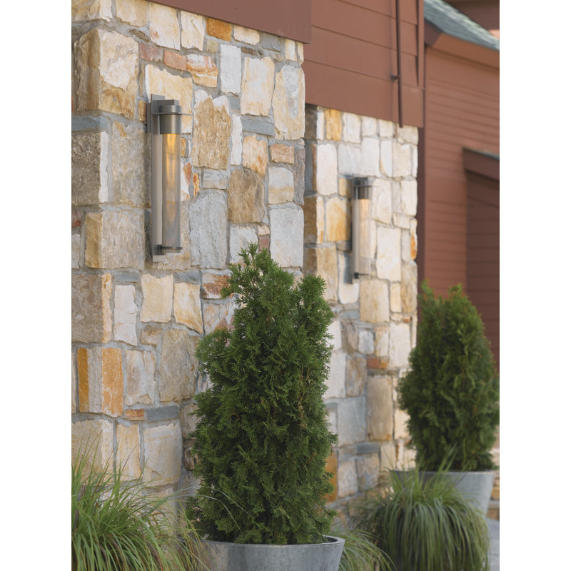 Airis Outdoor Flush Mount, Seeded Clear, Coastal Dark Smoke, 18.3" H x 4.5" W x 4" D