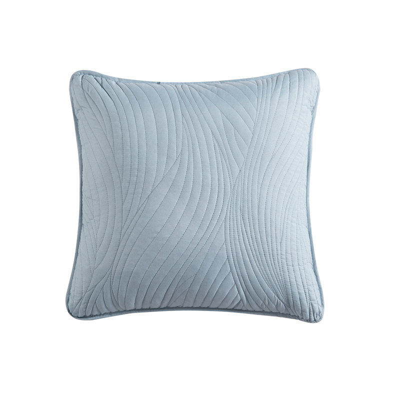 Seafoam Embroidered Square Polyester Throw Pillow
