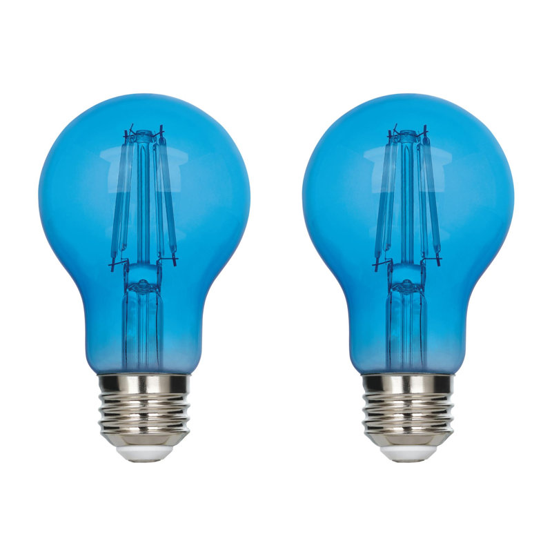 Ampoule DEL à filament omnidirectionnel bleu A19, 4,5 W (équivalent 40 W), culot moyen (E26), lot de 2, Blue, Pack of 2