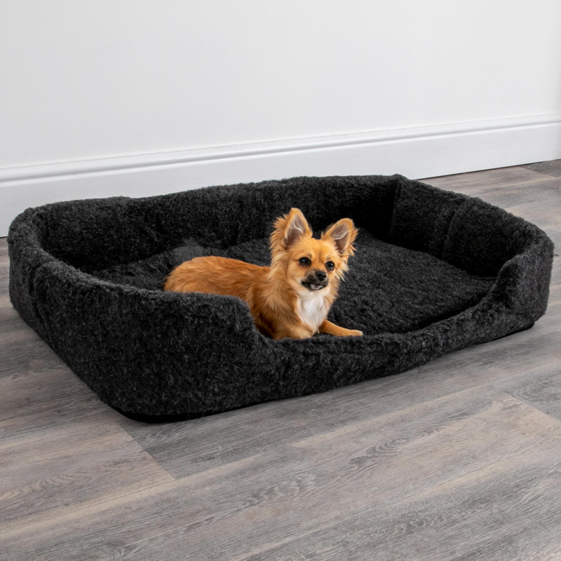 Azaiah Fleece Pet Bed, Black, 15cm H x 90cm W x 60cm D