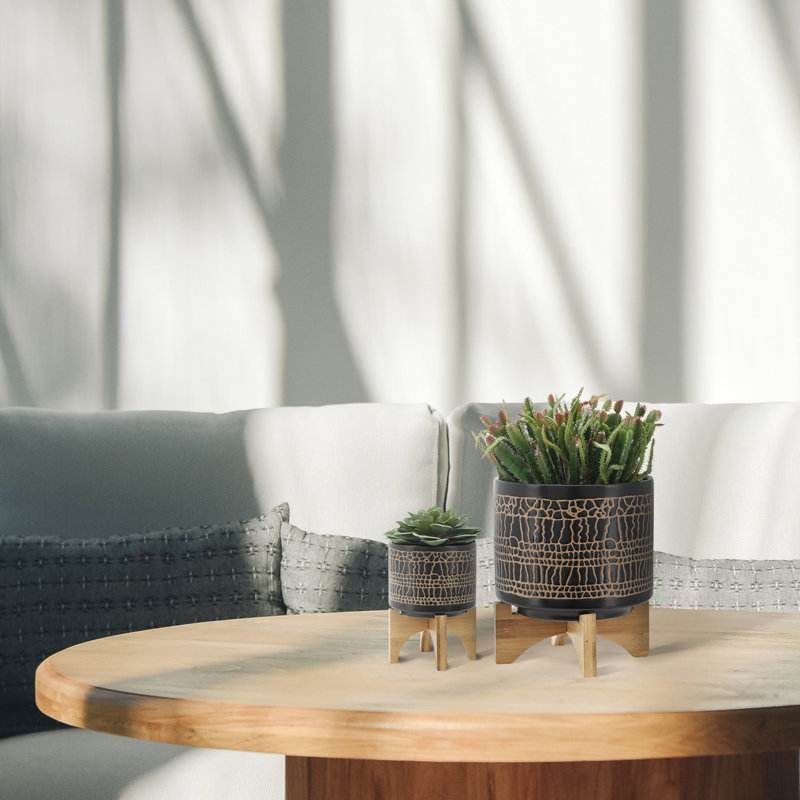 Jardinière en céramique émaillée avec support, rehaussant votre piscine et votre jardin, polyvalente et adaptée à la chambre à coucher