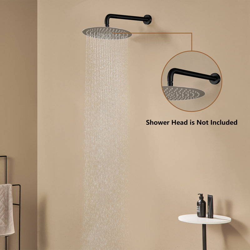 Round Wall-Mount Shower Arm, Matte Black