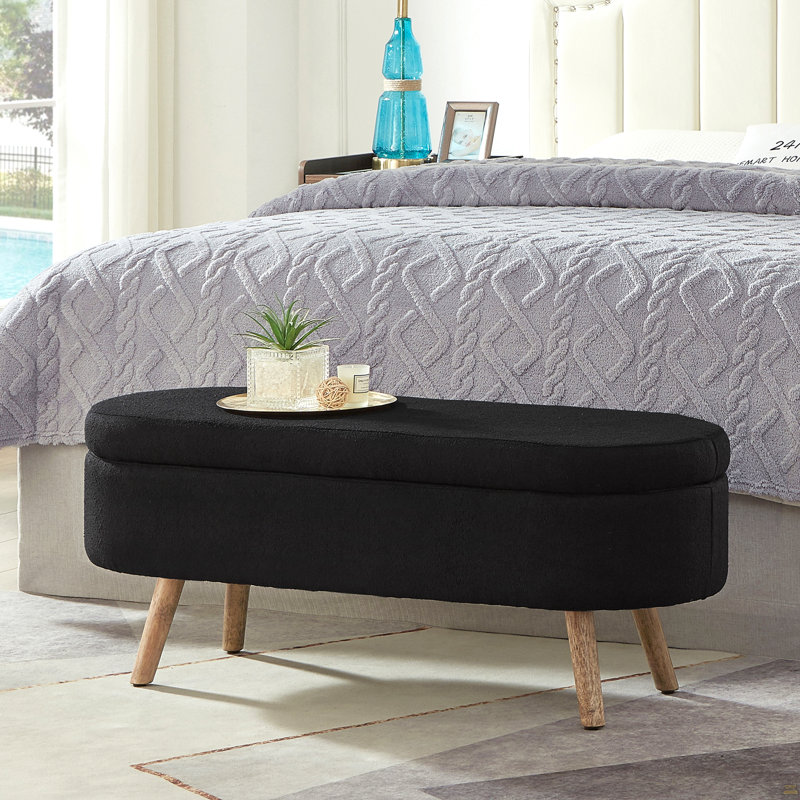 Banc de rangement avec repose-pieds ovale Luxury, Black